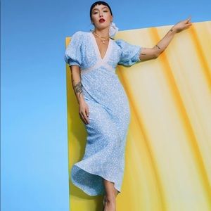 Rixo x Target floral puff-sleeve lace inset swing dress BRAND NEW size 8